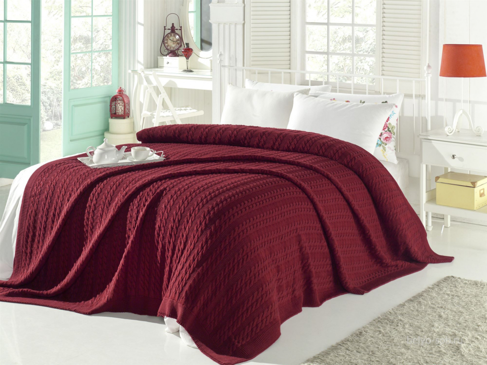 Плед вязаный do co Dante 220x240 баклажан