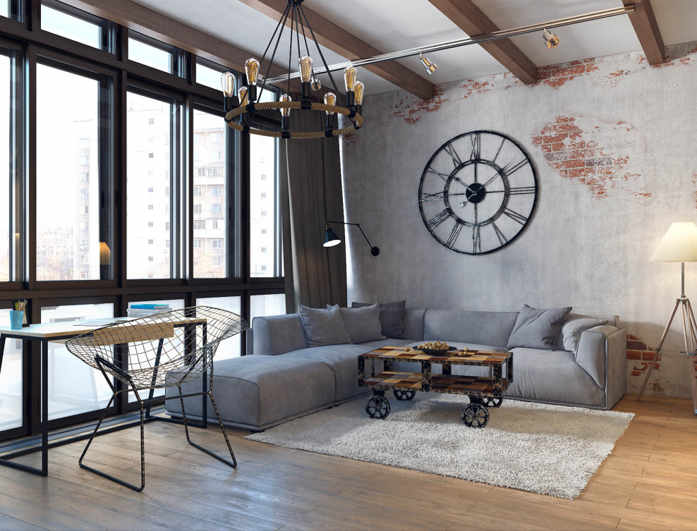 Светильники в стиле лофт в интерьере квартиры