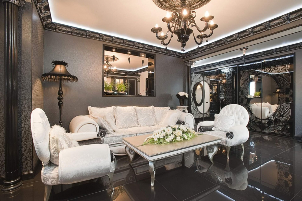 Гостиная в стиле гламур