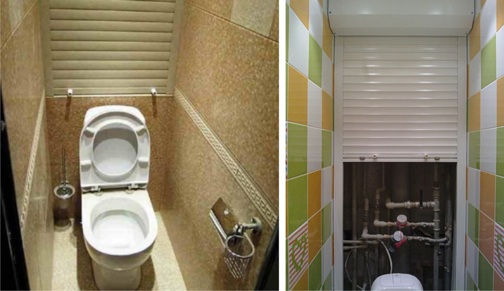 Роллетами закрыть трубы канализации в туалете