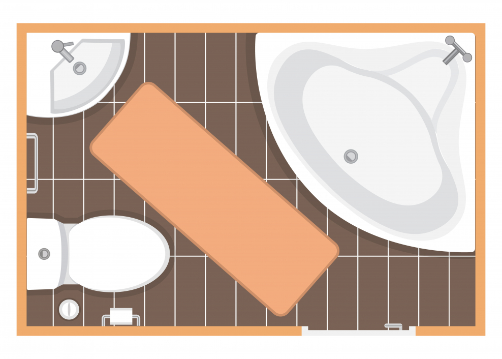 Ванной с туалетом вид сверху