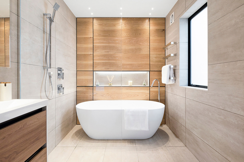 Ванная под мрамор и дерево 4 кв.м