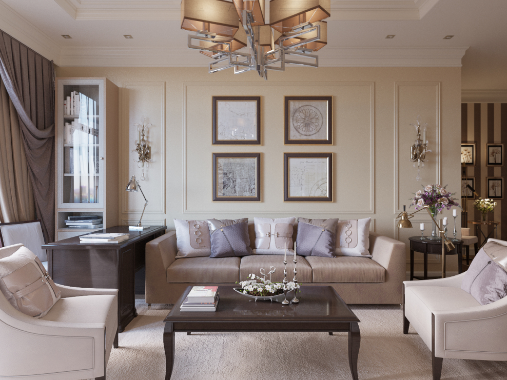 Гостиная в стиле американская Неоклассика