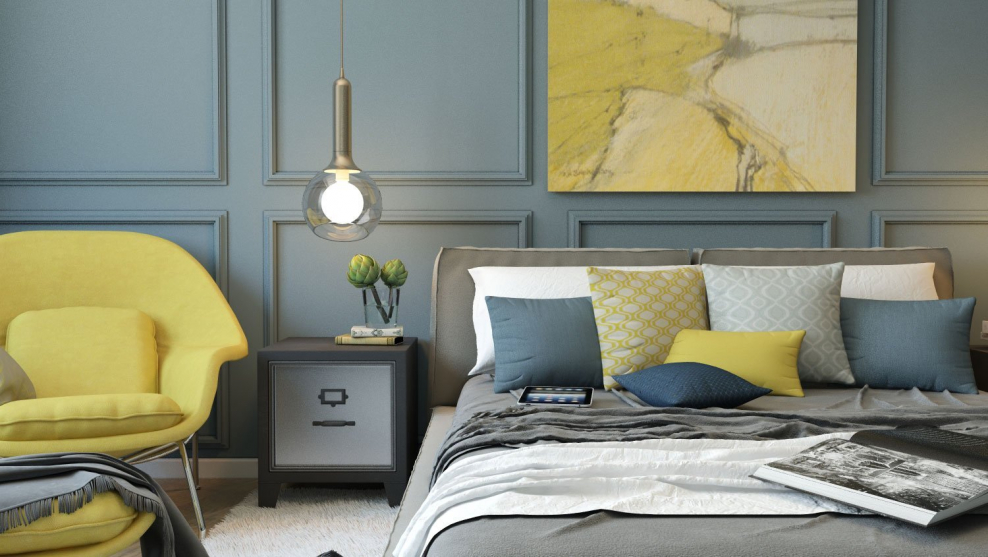 Стильные стены в спальне