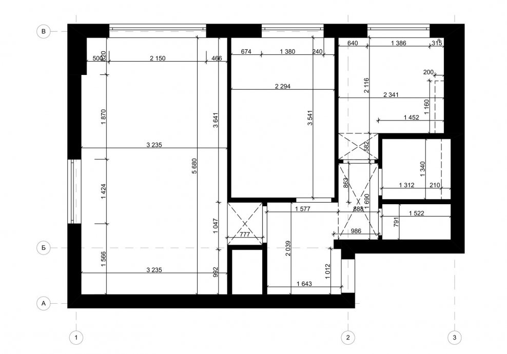 План квартиры свободной планировки с размерами