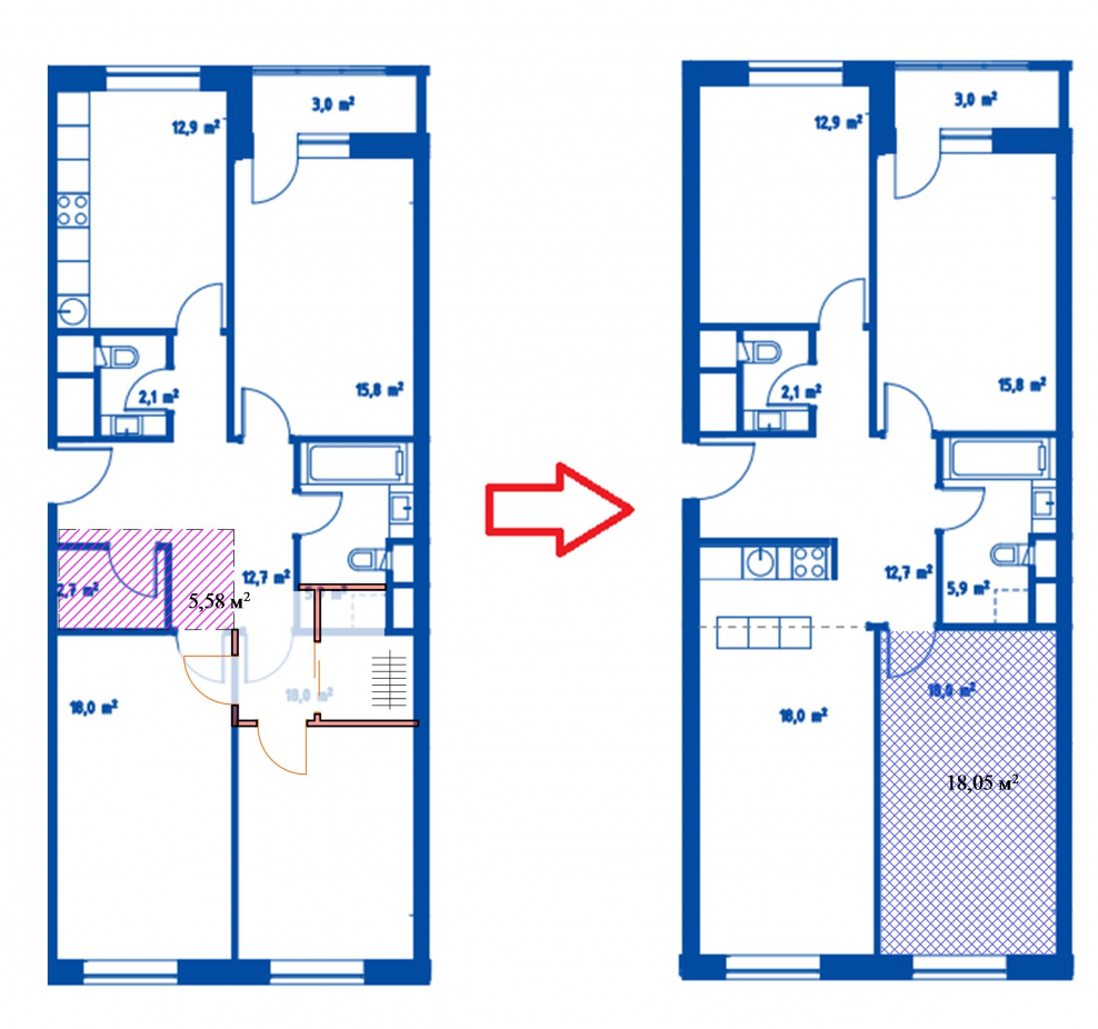 Перенос кухни в жилую комнату