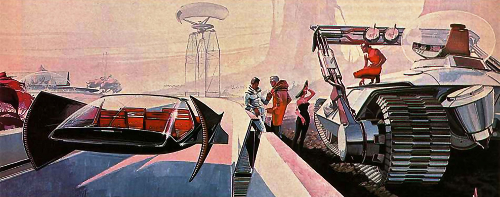 Ретрофутуризм иллюстрации Сида МИДА