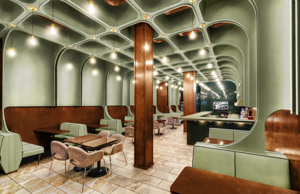 Кафе 70х ретрофутуризм