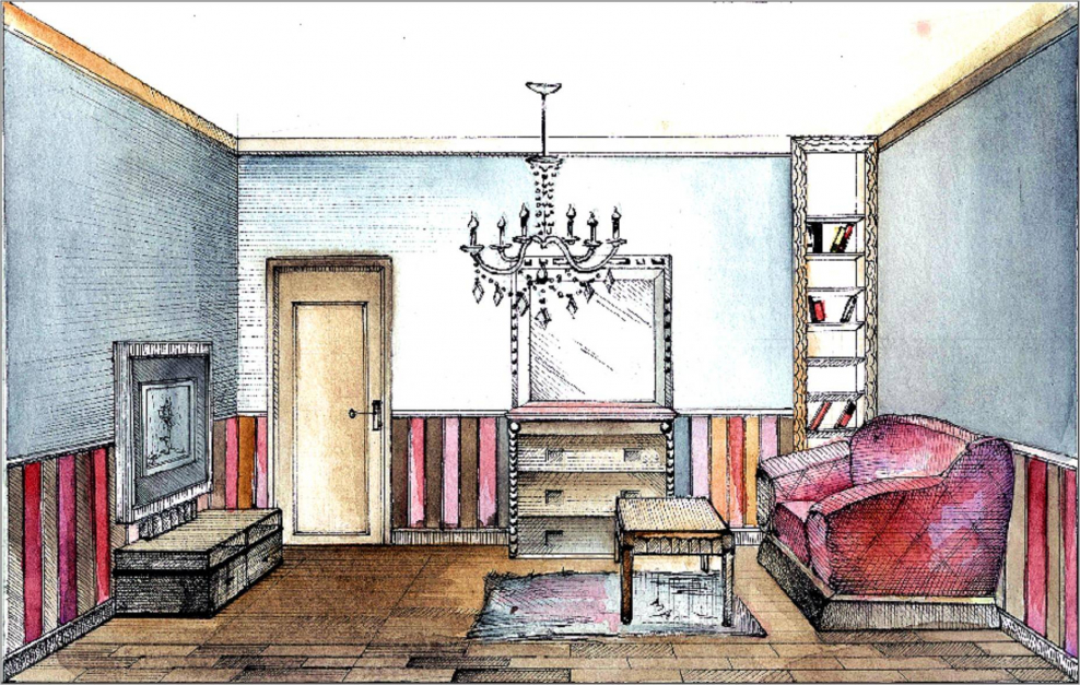 Комната в перспективе в цвете