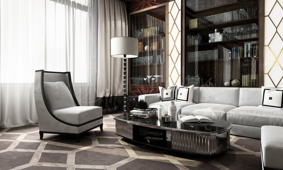 Ковер в интерьере арт деко