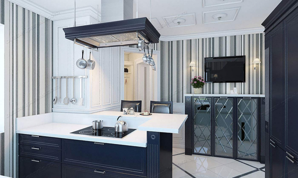 Кухня с островом арт деко