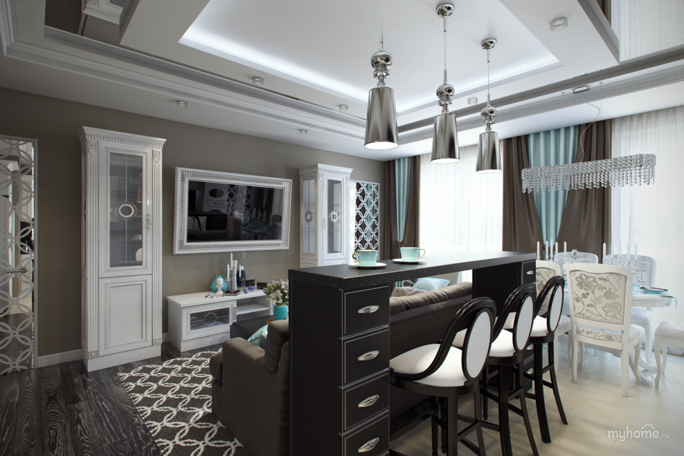 Кухня гостиная ар деко