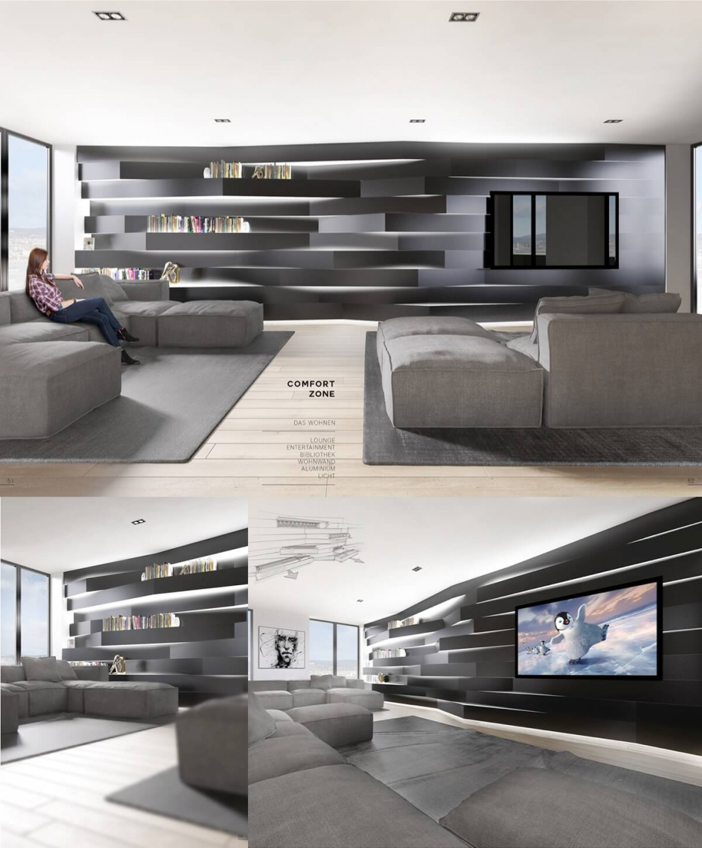 Дизайн гостинной с просветом в доме