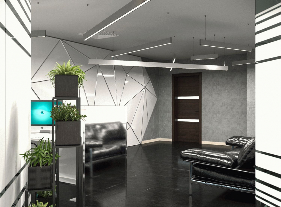 Черно-белое зонирование офиса