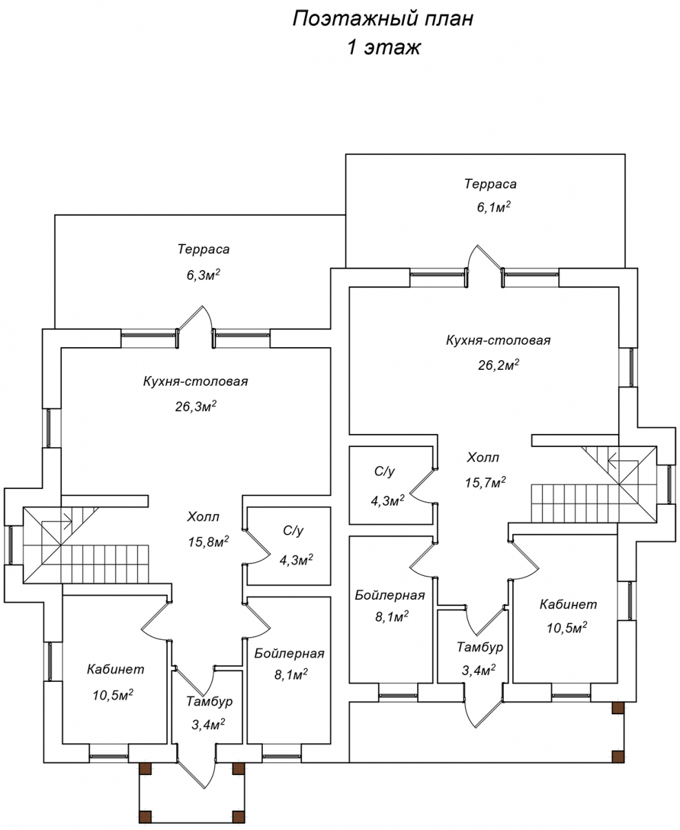 Планировка дуплекс 130м