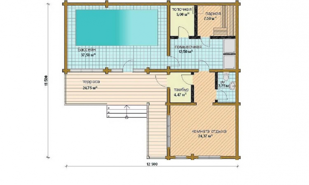 Баня с бассейном проекты с размерами 5 на 5
