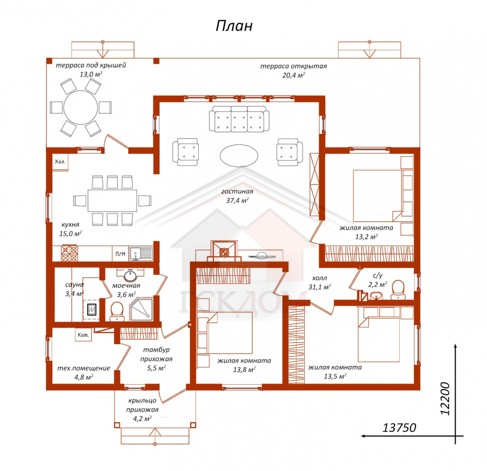 Терраса на плане здания