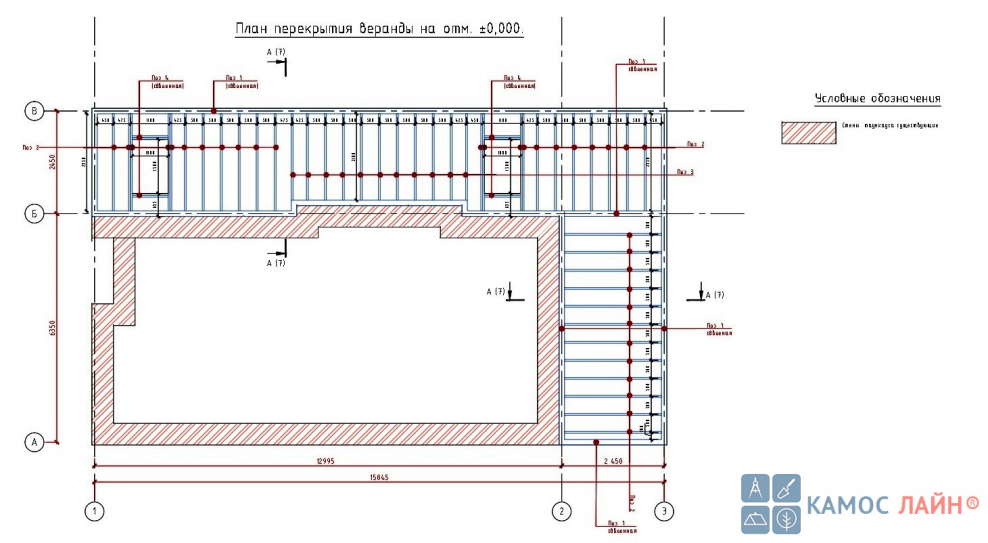 Веранда чертеж на плане