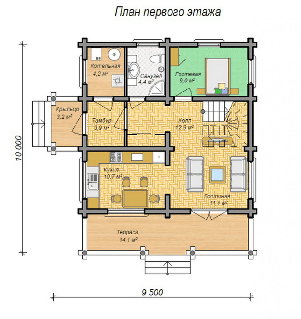 Двухэтажный дом с эркером план