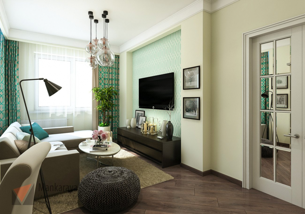 Гостиная в салатовых тонах