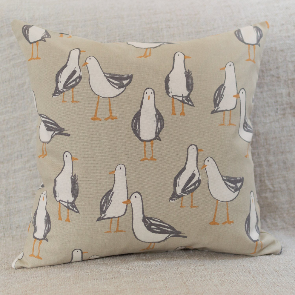 Paper Sea with Birds. Vector Origami Gulls above Waves background