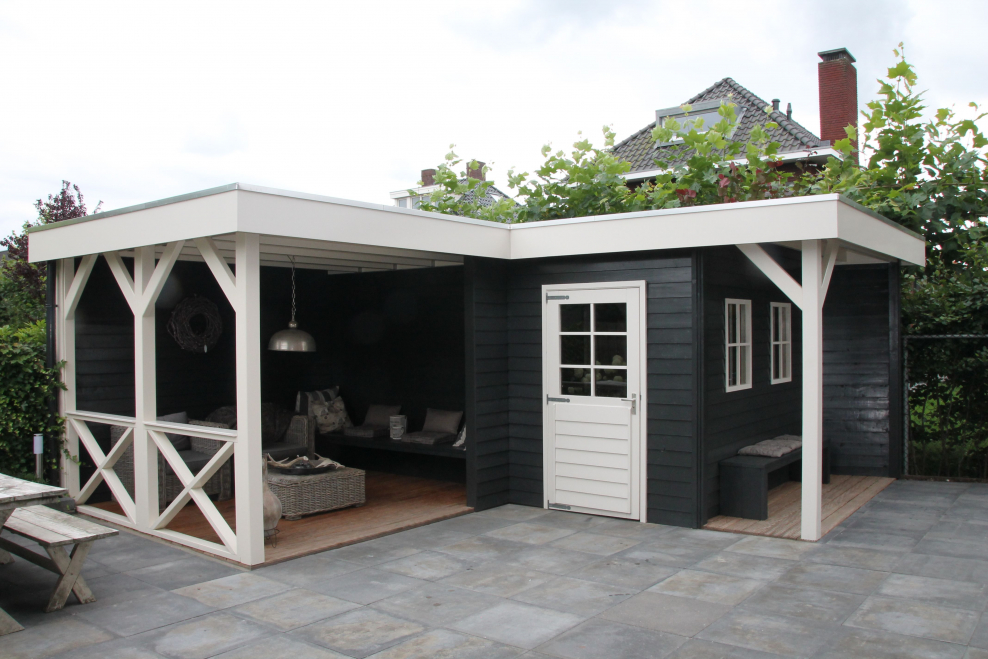 Открытые беседки с односкатной крышей