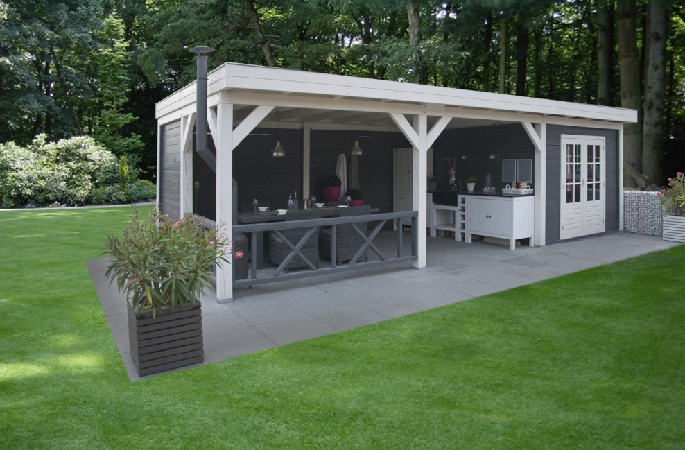 Беседка с плоской крышей