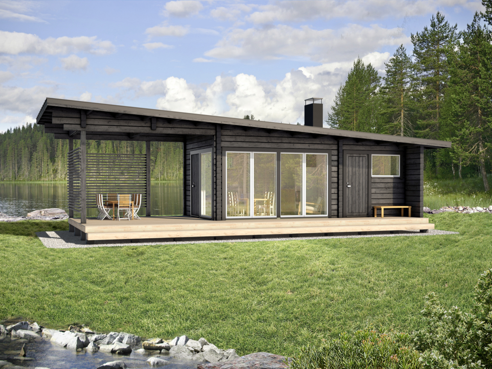 Современная баня с односкатной крышей