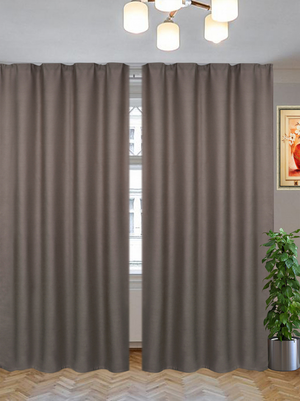 Комплект штор "Марсель" коричневый на люверсах