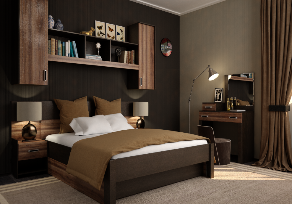 МС "Верде" венге/дуб Сакраменто кр-160 (кровать 1,6*2,0)