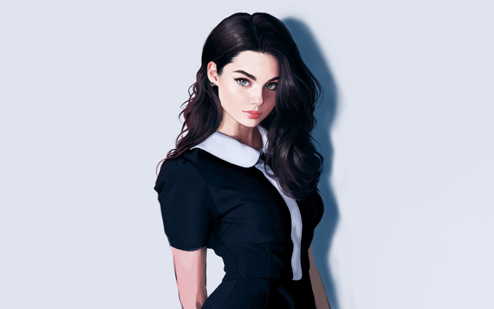 Красивая брюнетка арт