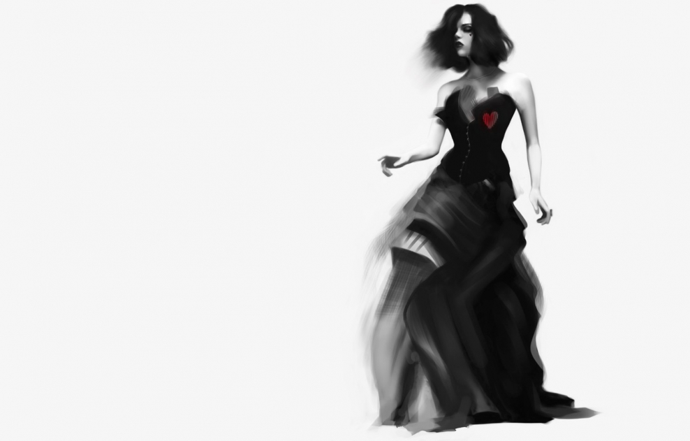 Силуэт девушки на черном фоне