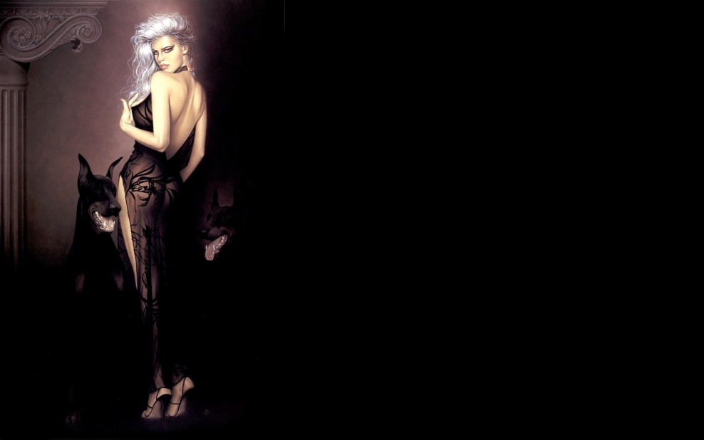 Картина девушка на черном фоне