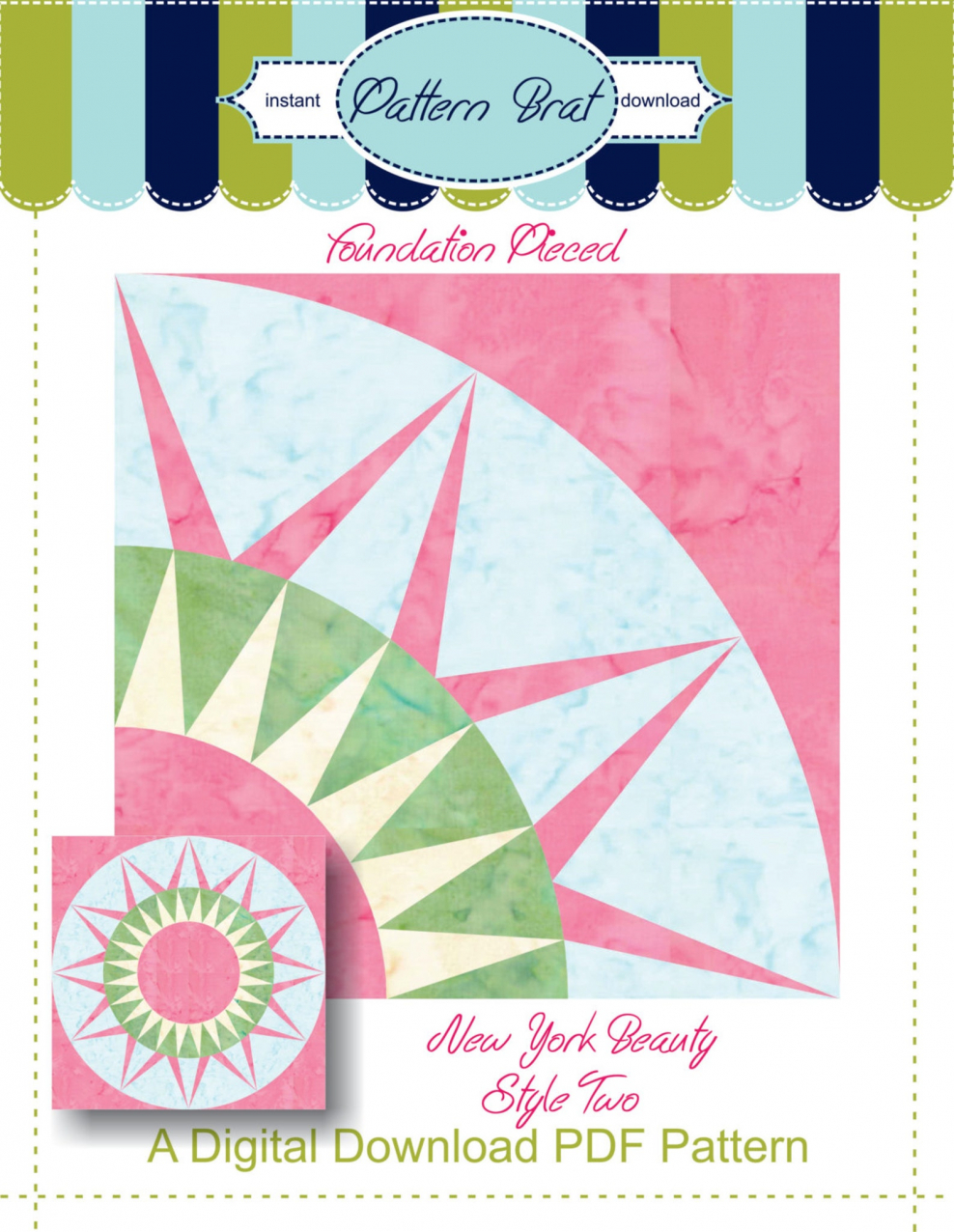 Лоскутный блок Нью-Йорк Бьюти схема