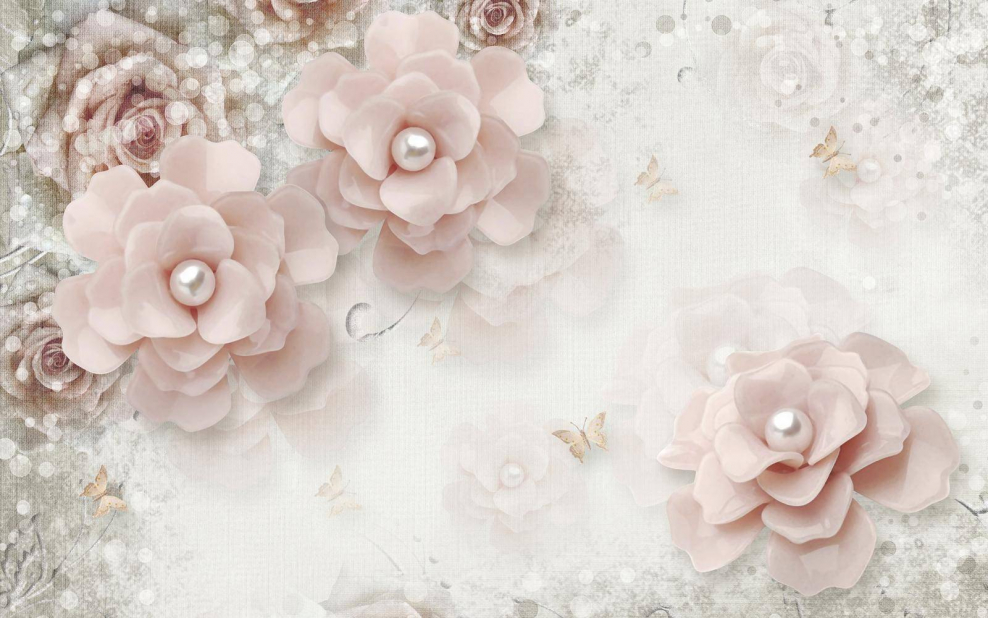 Бежево-розовый цветочный фон