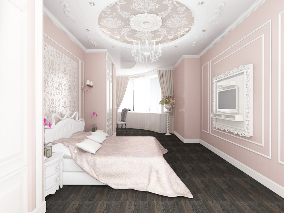 Спальня в светло розовых тонах