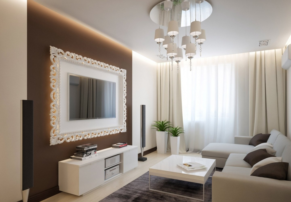 Интерьер гостиной в бежевых тонах