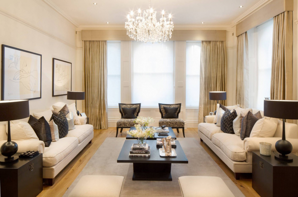 Гостиная комната в коричневом цвете