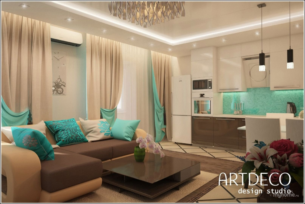 Бежевая гостиная в современном стиле