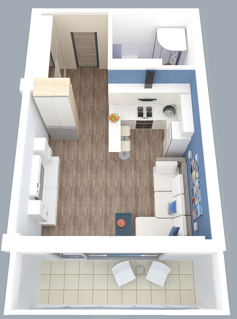 Квартира студия свободной планировки