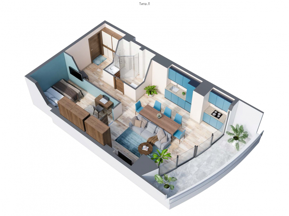 Свободная планировка 65 м2