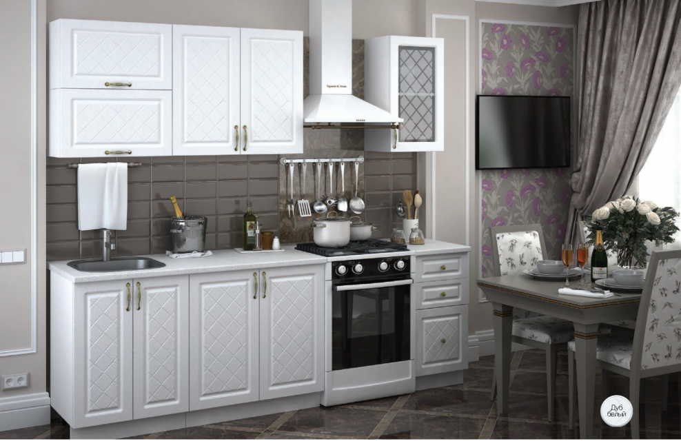 Кухня Модена белый дуб