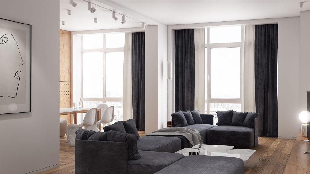Дверные шторы в интерьере Минимализм