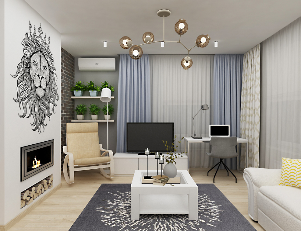 Интерьер гостиной 2d