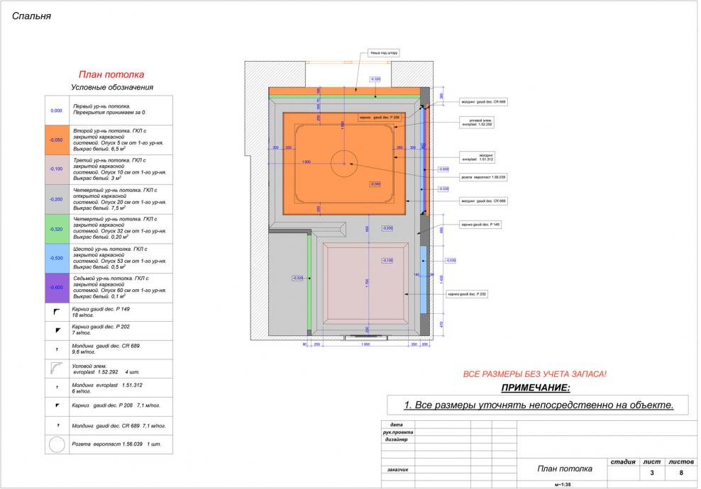 План потолка в кабинете