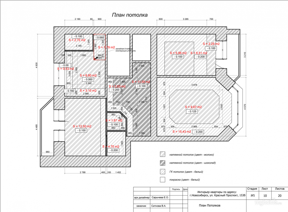 План многоуровневого потолка