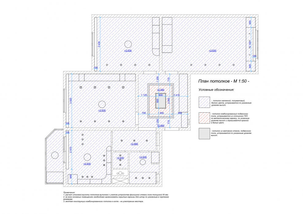 План потолка рабочие чертежи
