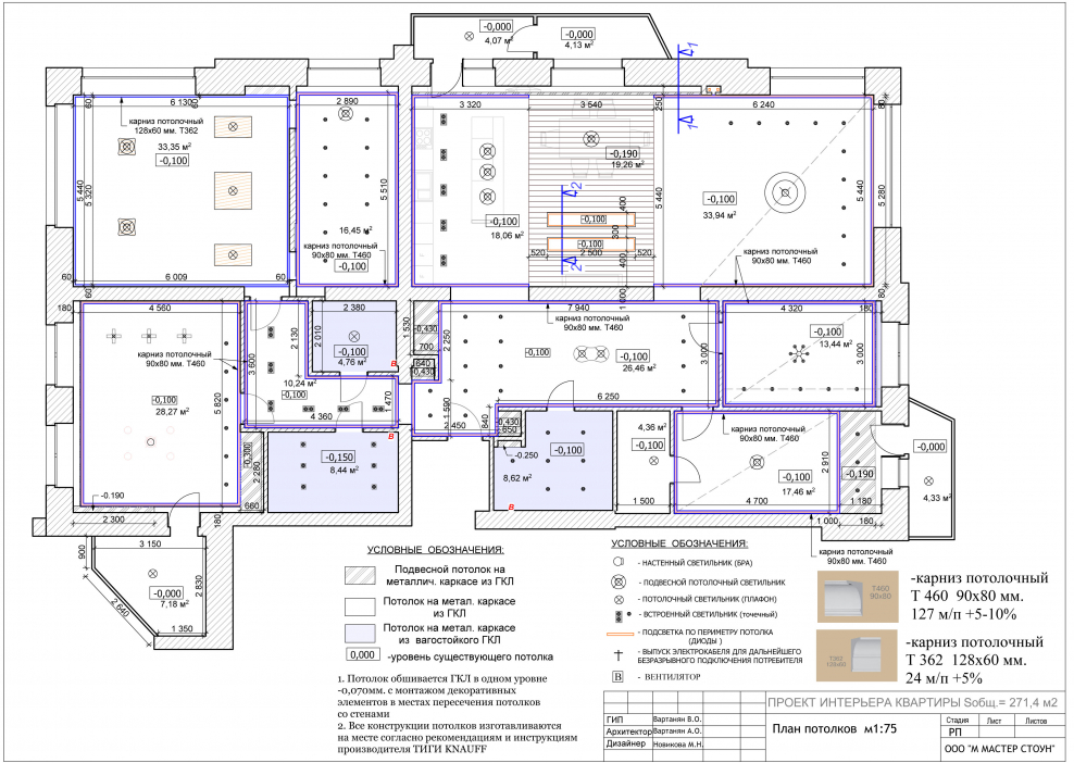 План потолка рабочие чертежи