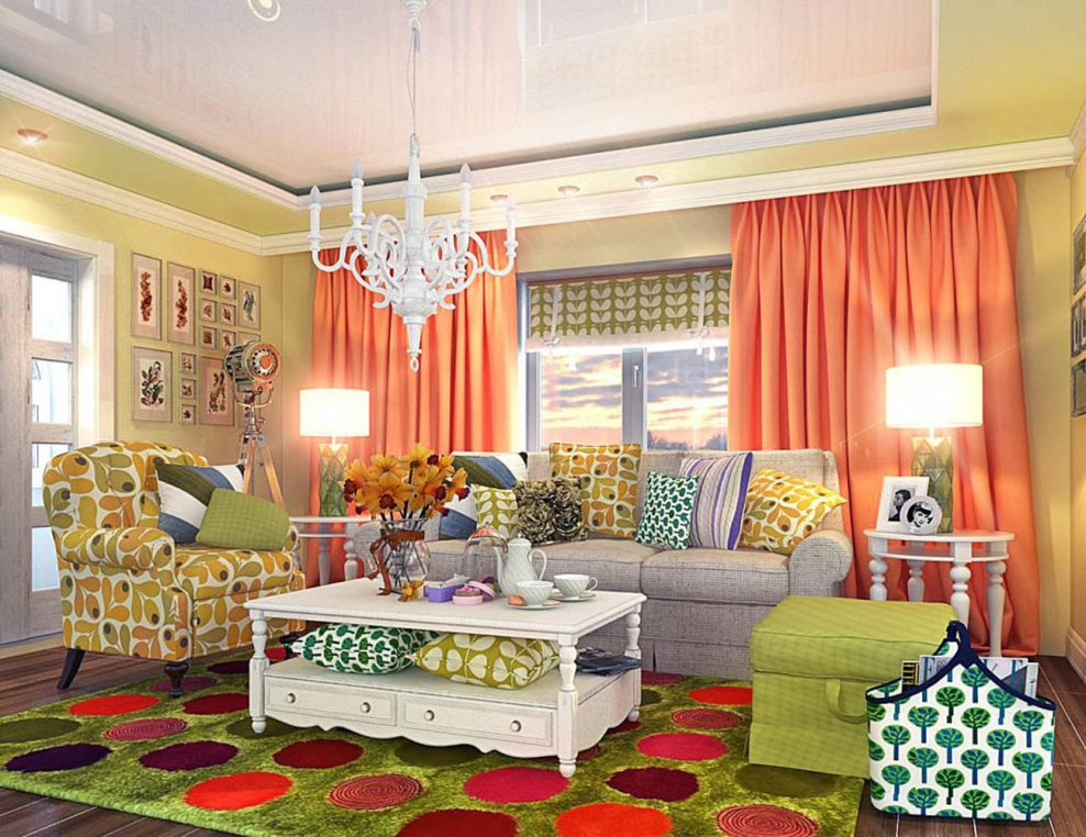 Разноцветная гостиная