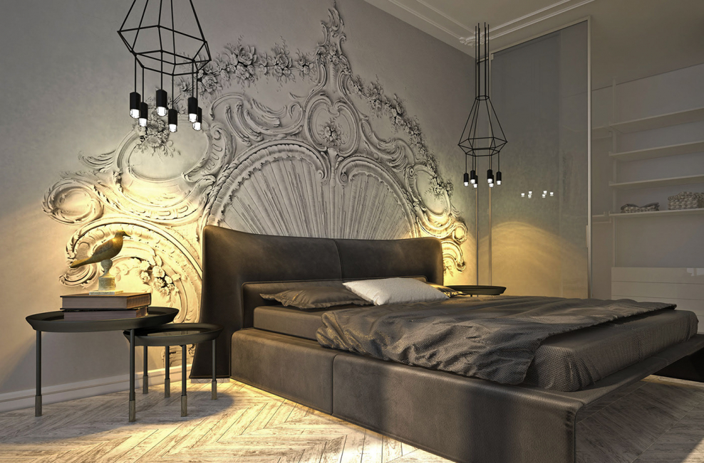 Обои в спальню молодого экстравагантного человека